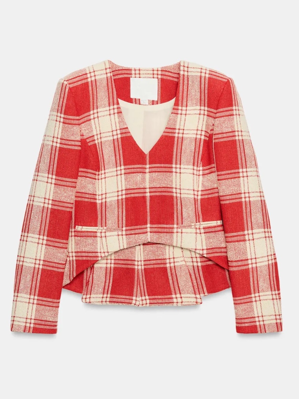 New ZARA ZW Collection Fitted Plaid V-Neck Jacket - Picture 4 of 7